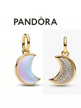 New Moon Crescent Charm for Pandora style Bracelet or Chain